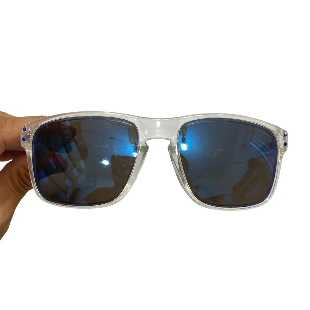 Oakley Holbrook Sunglasses Mens One Size Clear Blue Mirror Lens Square Frame